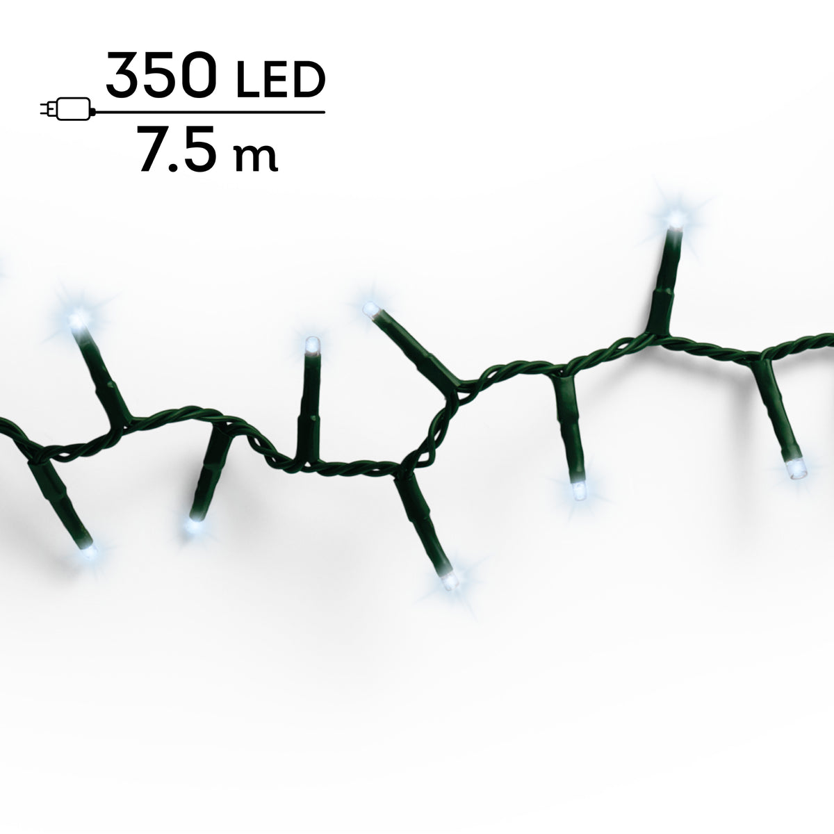 Blanc froid - Guirlande LED Compact 7,5 m - 350 led, la guirlande seule sur fond blanc