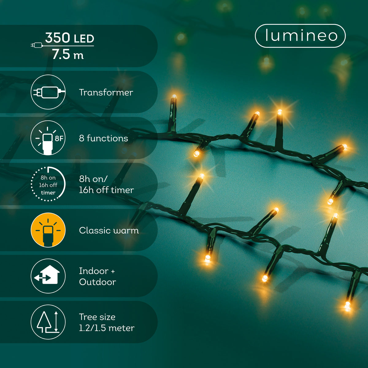 Warm wit - LED-lichtslinger Compact 7,5 m - 350 leds, visual van de fabrikant met de kenmerken