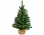 Naturel - Petit sapin artificiel 60 cm, l'arbre entier sur fond blanc, pied en toile de jute