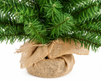 Naturel - Petit sapin artificiel 60 cm, gros plan du pied, enveloppé de toile de jute