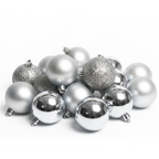 Argent - 10 boules de Noël 6 cm (Incassable), hors emballage, présentées en groupe