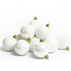 Blanc - 10 boules de Noël 6 cm (Incassable), hors emballage, présentées en groupe