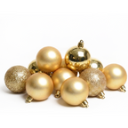 Doré - 10 boules de Noël 6 cm (Incassable), hors emballage, présentées en groupe