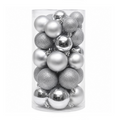 Argent - 30 boules de Noël Mix (Incassable), dans son emballage transparent