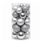 Argent - 30 boules de Noël Mix (Incassable), dans son emballage transparent