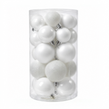 Blanc - 30 boules de Noël Mix (Incassable), dans son emballage transparent