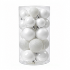 Blanc - 30 boules de Noël Mix (Incassable), dans son emballage transparent