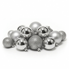 Argent - 30 boules de Noël Mix (Incassable), hors emballage, présentées en groupe