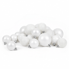 Blanc - 30 boules de Noël Mix (Incassable), hors emballage, présentées en groupe