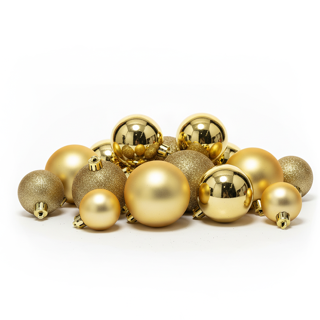 Doré - 30 boules de Noël Mix (Incassable), hors emballage, présentées en groupe