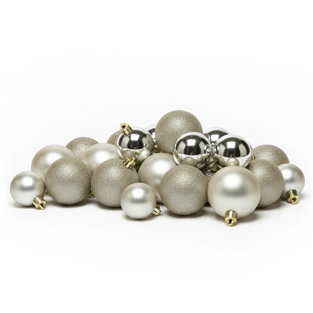 Pearl - 30 boules de Noël Mix (Incassable), hors emballage, présentées en groupe