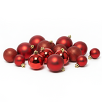 Rouge - 30 boules de Noël Mix (Incassable), hors emballage, présentées en groupe