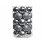 Argent - 34 boules de Noël 8 cm (Incassable), dans son emballage transparent