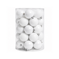 Blanc - 34 boules de Noël 8 cm (Incassable), dans son emballage transparent