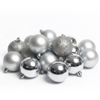 Argent - 34 boules de Noël 8 cm (Incassable), hors emballage, présentées en groupe