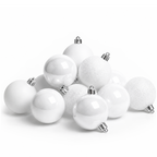 Blanc - 34 boules de Noël 8 cm (Incassable), hors emballage, présentées en groupe