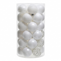Blanc - 37 boules de Noël 6 cm (Incassable), dans son emballage transparent