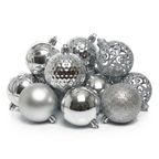 Argent - 37 boules de Noël 6 cm (Incassable), hors emballage, présentées en groupe