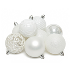Blanc - 37 boules de Noël 6 cm (Incassable), hors emballage, présentées en groupe