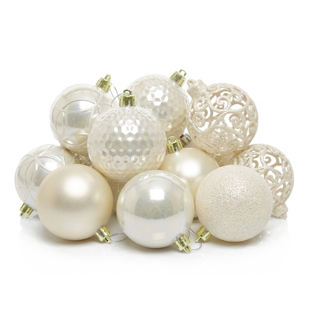 Pearl - 37 boules de Noël 6 cm (Incassable), hors emballage, présentées en groupe