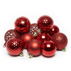 Rouge - 37 boules de Noël 6 cm (Incassable), hors emballage, présentées en groupe