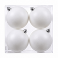 Blanc - 4 boules de Noël 10 cm (Incassable), dans son emballage transparent