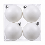 Blanc - 4 boules de Noël 10 cm (Incassable), dans son emballage transparent