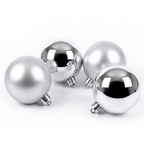 Argent - 4 boules de Noël 10 cm (Incassable), hors emballage, présentées en groupe