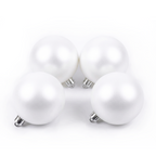 Blanc - 4 boules de Noël 10 cm (Incassable), hors emballage, présentées en groupe