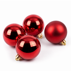 Rouge - 4 boules de Noël 10 cm (Incassable), hors emballage, présentées en groupe