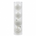 Blanc - 4 boules de Noël 14 cm (Incassable), dans son emballage transparent