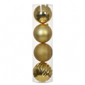 Doré - 4 boules de Noël 14 cm (Incassable), dans son emballage transparent