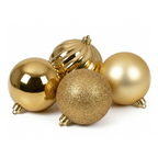 Doré - 4 boules de Noël 14 cm (Incassable), hors emballage, présentées en groupe