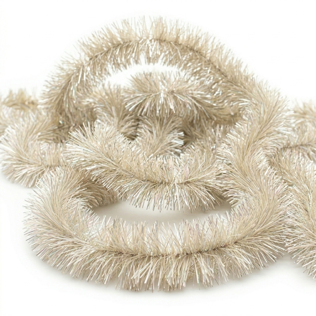 Pearl - Guirlande de Noël classique 2,70 m, enroulée sur fond blanc
