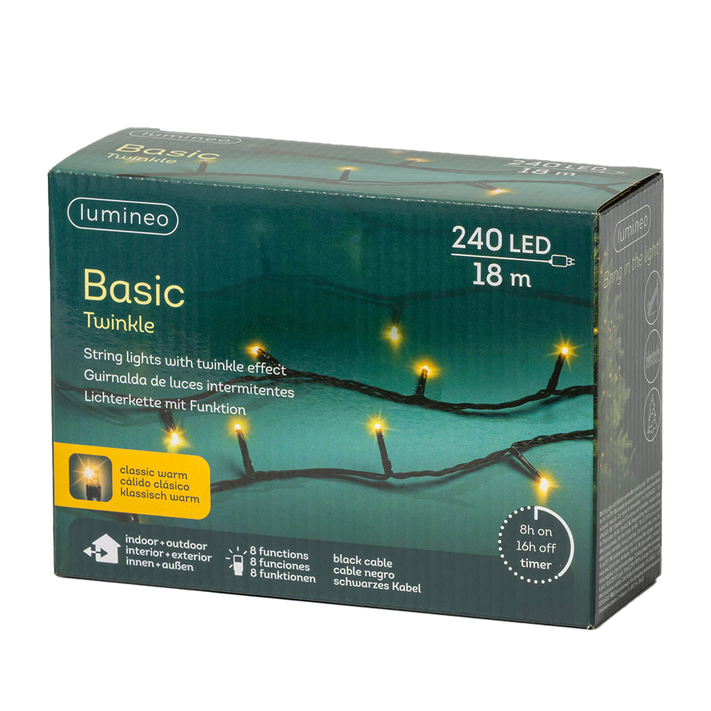 Blanc chaud - Guirlande LED Basic 18 m - 240 led, la boîte du produit