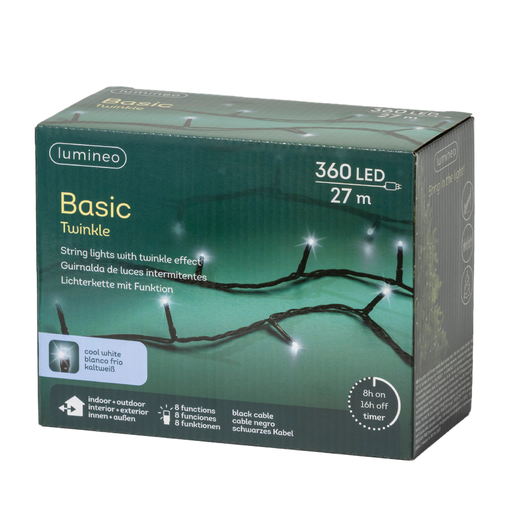Blanc froid - Guirlande LED Basic 27 m - 360 led, la boîte du produit