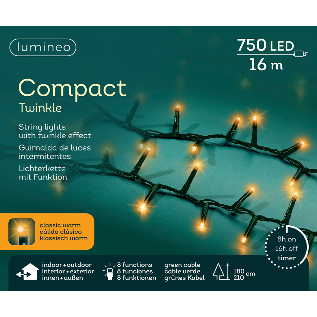 Warm wit - LED-lichtslinger Compact 16 m - 750 leds, de doos van het product