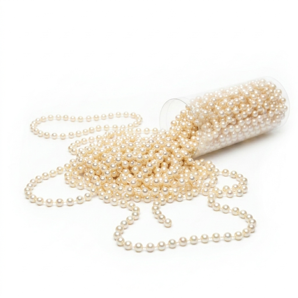Pearl - Kerstslinger met parels 10 m, op een witte achtergrond