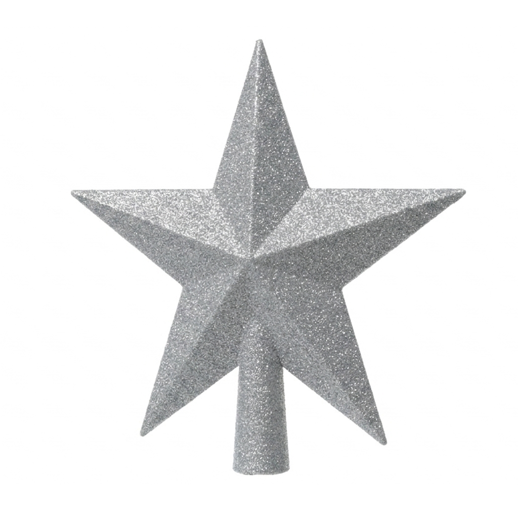 Argent - Pointe étoile 19 cm (Incassable), hors emballage, sur fond blanc