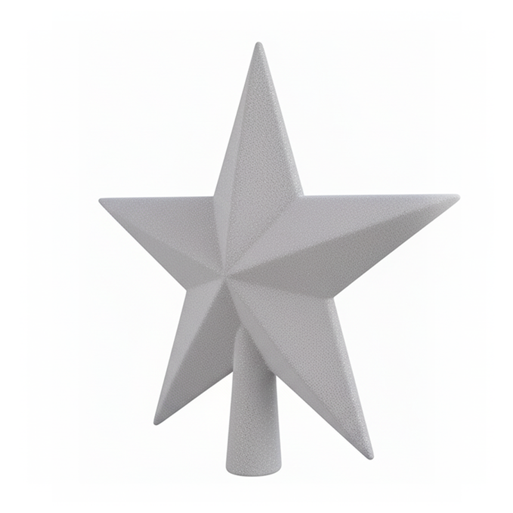Blanc - Pointe étoile 19 cm (Incassable), hors emballage, sur fond blanc