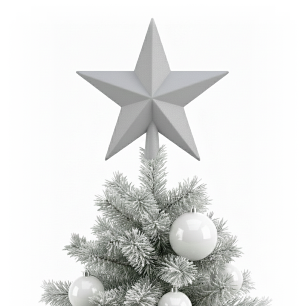 Wit - Sterpiek 19 cm (Onbreekbaar), op de top van een versierde kerstboom
